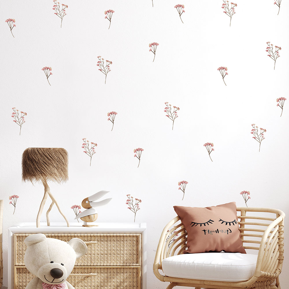 Pink  Watercolor Flower Wall S - Home Bathroom Floor Tiles ulasan dan harga