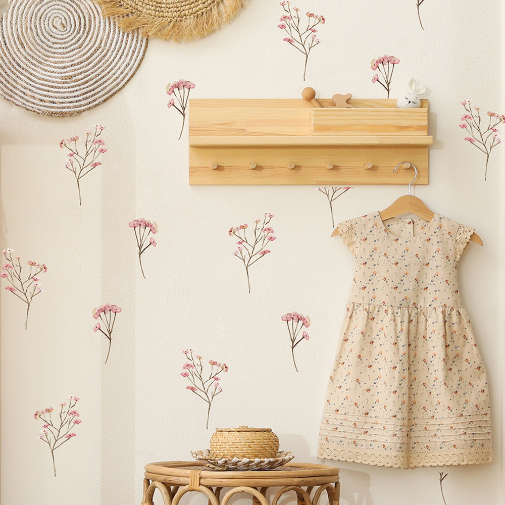 Pink  Watercolor Flower Wall S - Home Bathroom Floor Tiles ulasan dan harga