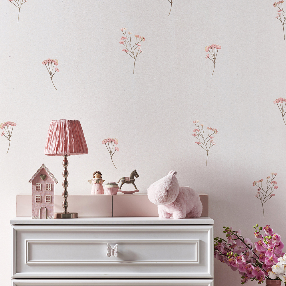 Pink  Watercolor Flower Wall S - Home Bathroom Floor Tiles ulasan dan harga
