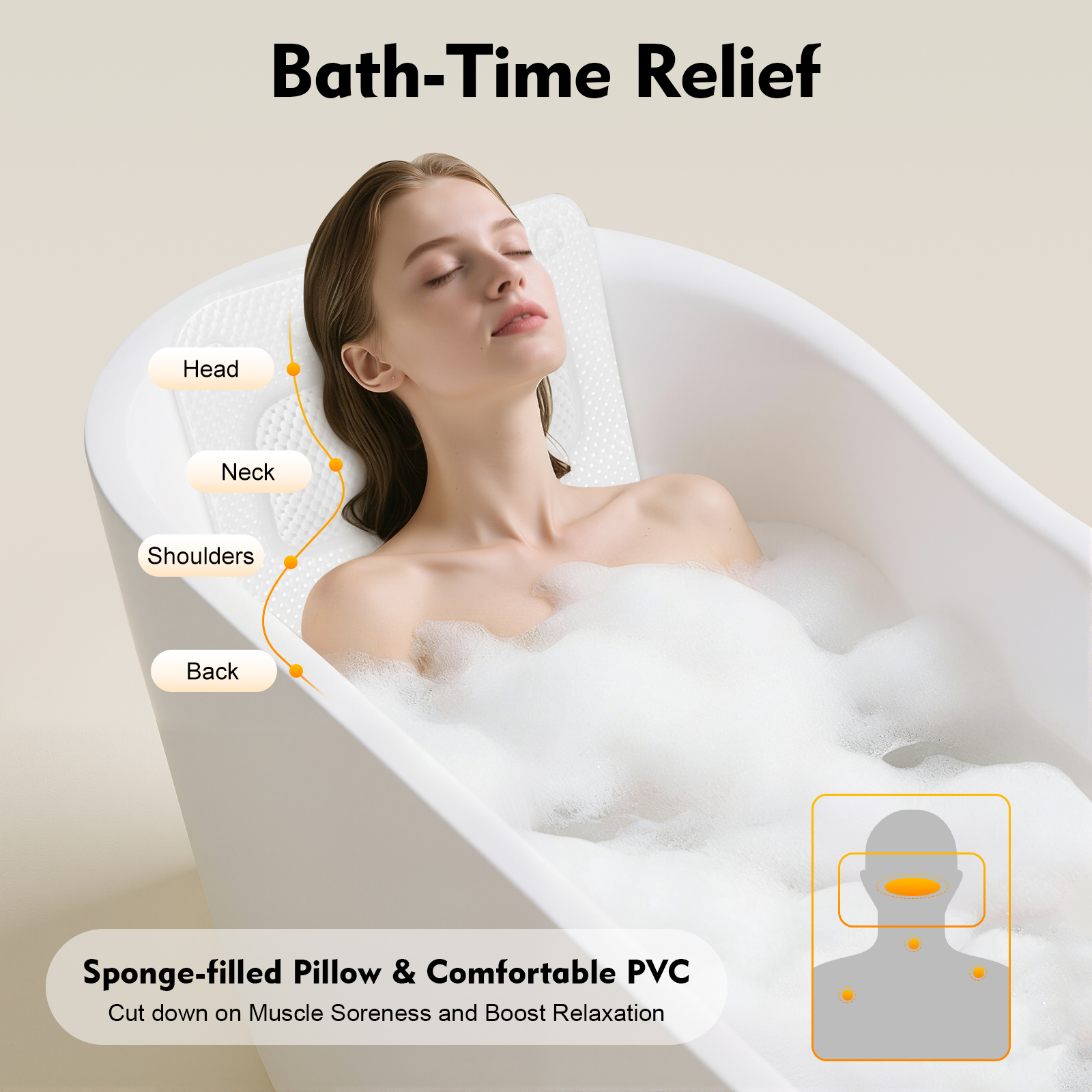 Bathtub Mat with Pillow, PVC F - Home Bathroom Tub ulasan dan harga