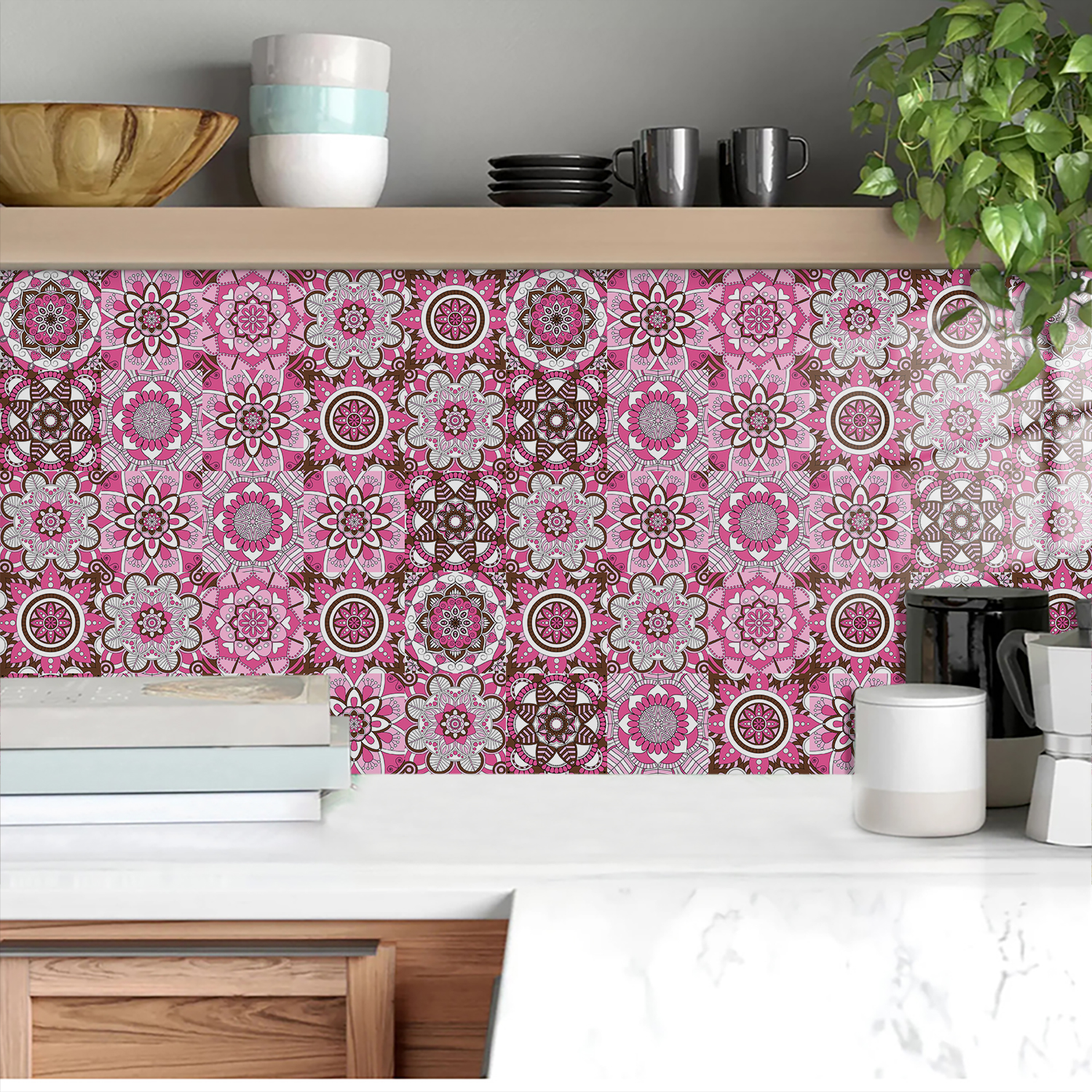 Pink Mandala Vintage Decor Til - Home Bathroom Floor Tiles ulasan dan harga