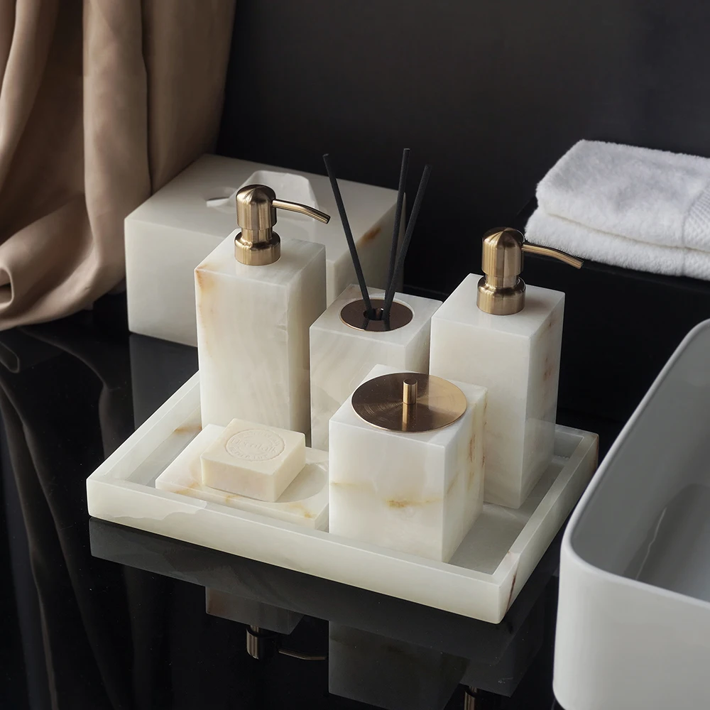 White Onyx Natural Marble Bath - Zara Home Bathroom Set ulasan dan harga