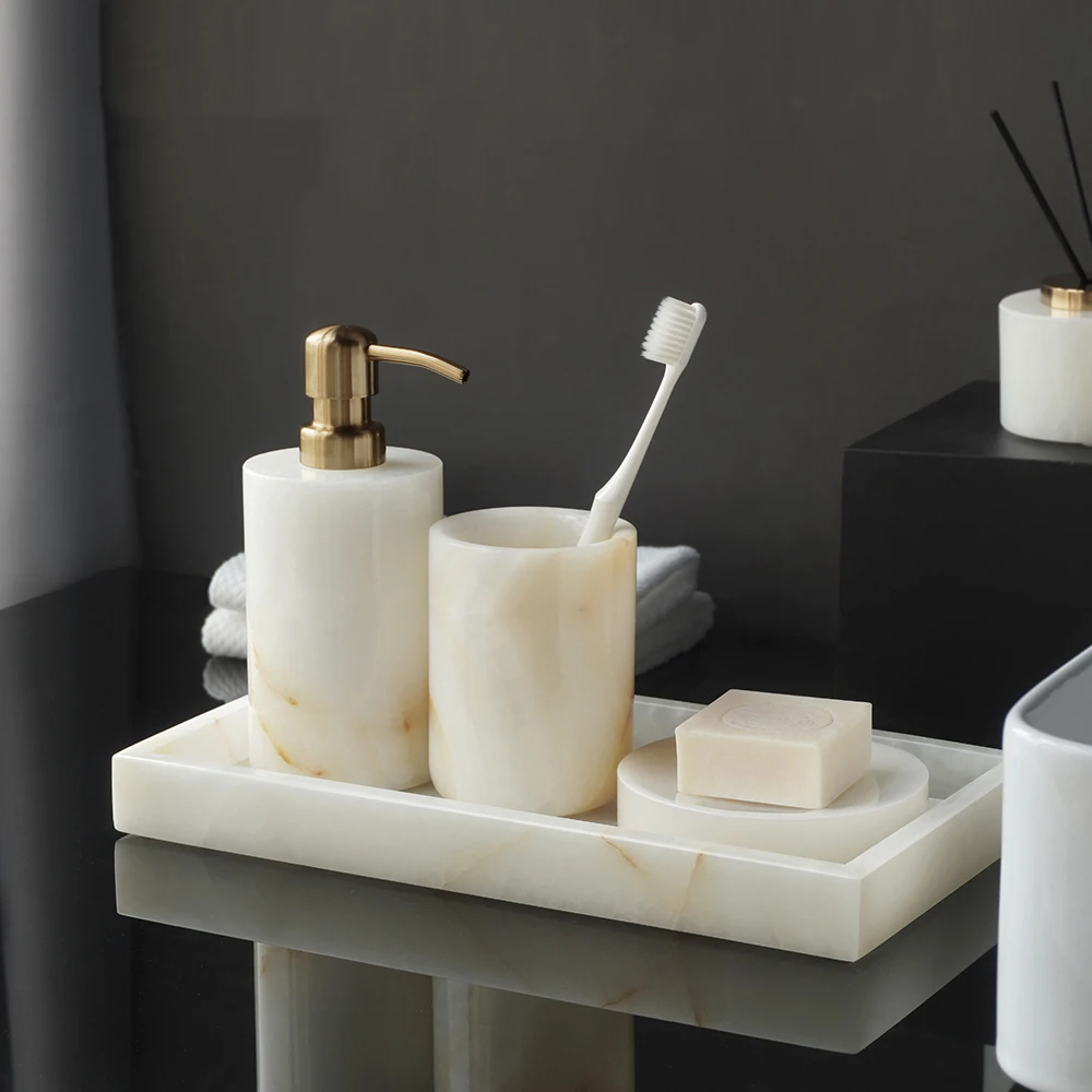 White Onyx Natural Marble Bath - Zara Home Bathroom Set ulasan dan harga