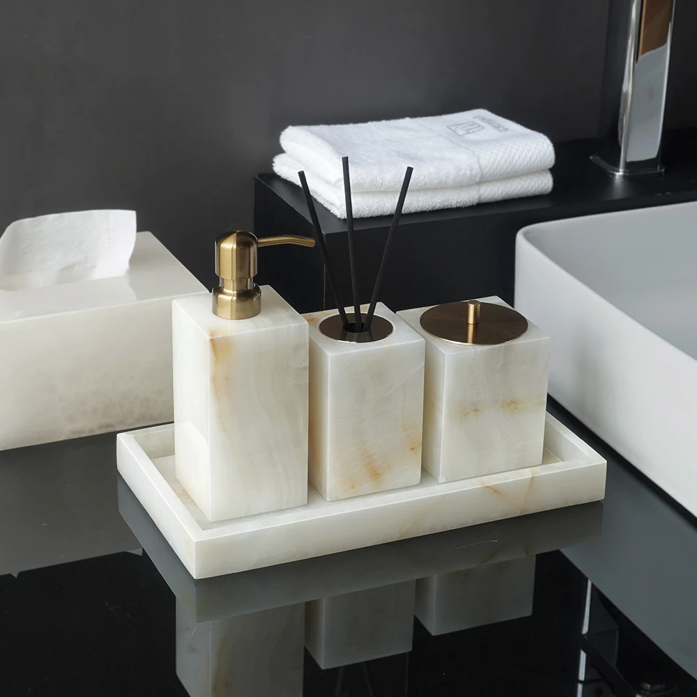 White Onyx Natural Marble Bath - Zara Home Bathroom Set ulasan dan harga