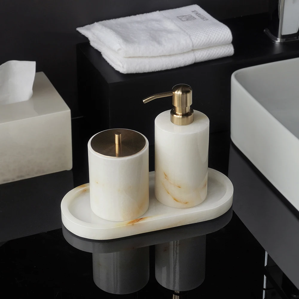 White Onyx Natural Marble Bath - Zara Home Bathroom Set ulasan dan harga