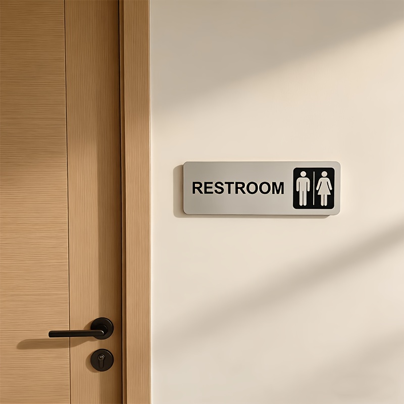 1Pcs Brushed Metal Restroom Si - Home Bathroom Door Signs ulasan dan harga