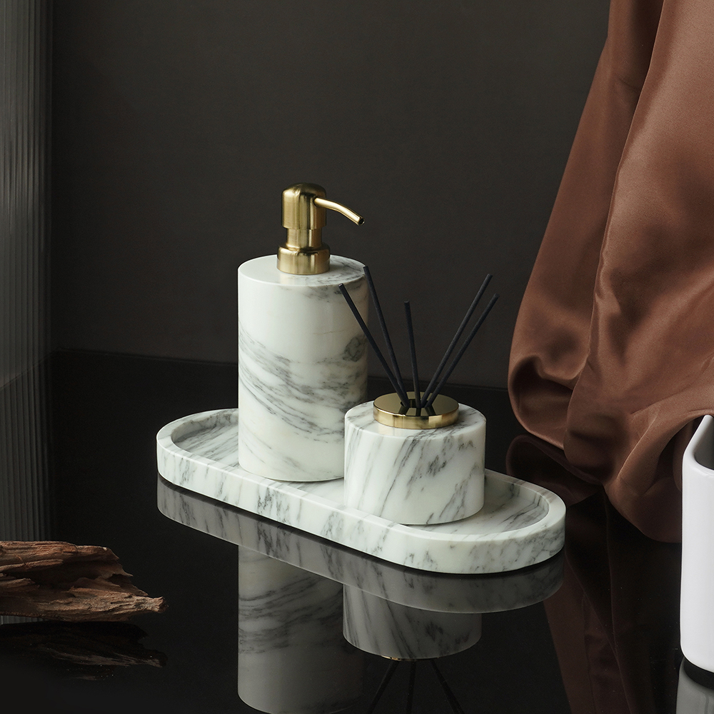 White Arabescato Natural Marbl - Zara Home Bathroom Set ulasan dan harga