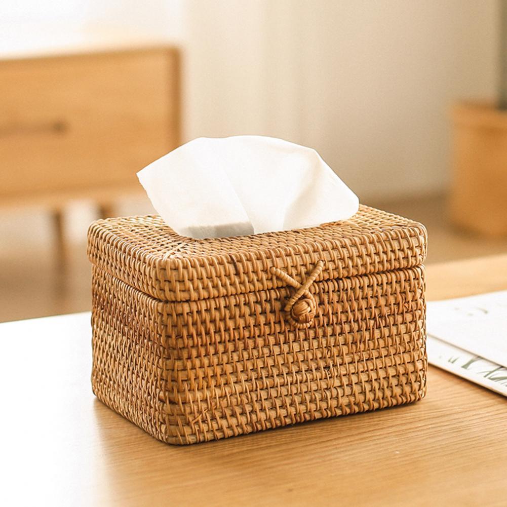 Rattan Tissue Box Home Decorat - Home Bathroom Paper Towels ulasan dan harga
