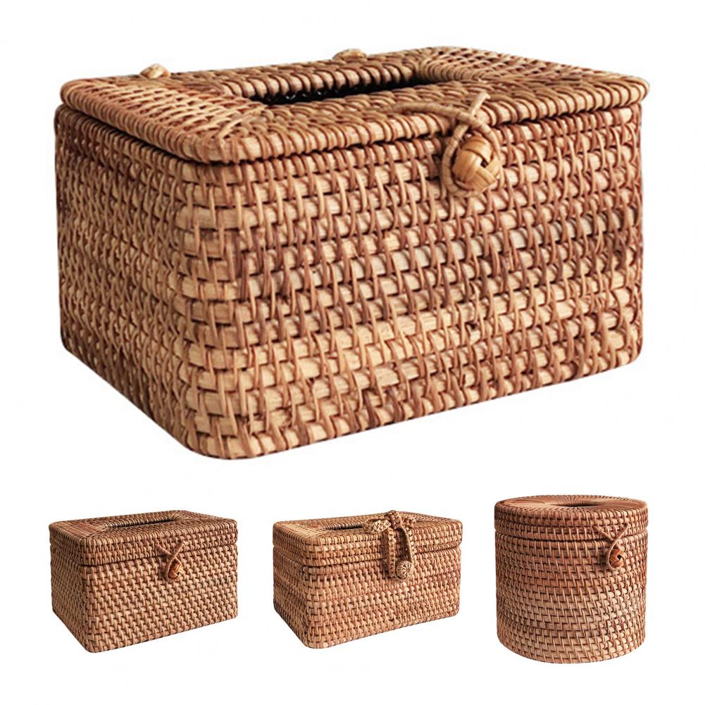 Rattan Tissue Box Home Decorat - Home Bathroom Paper Towels ulasan dan harga