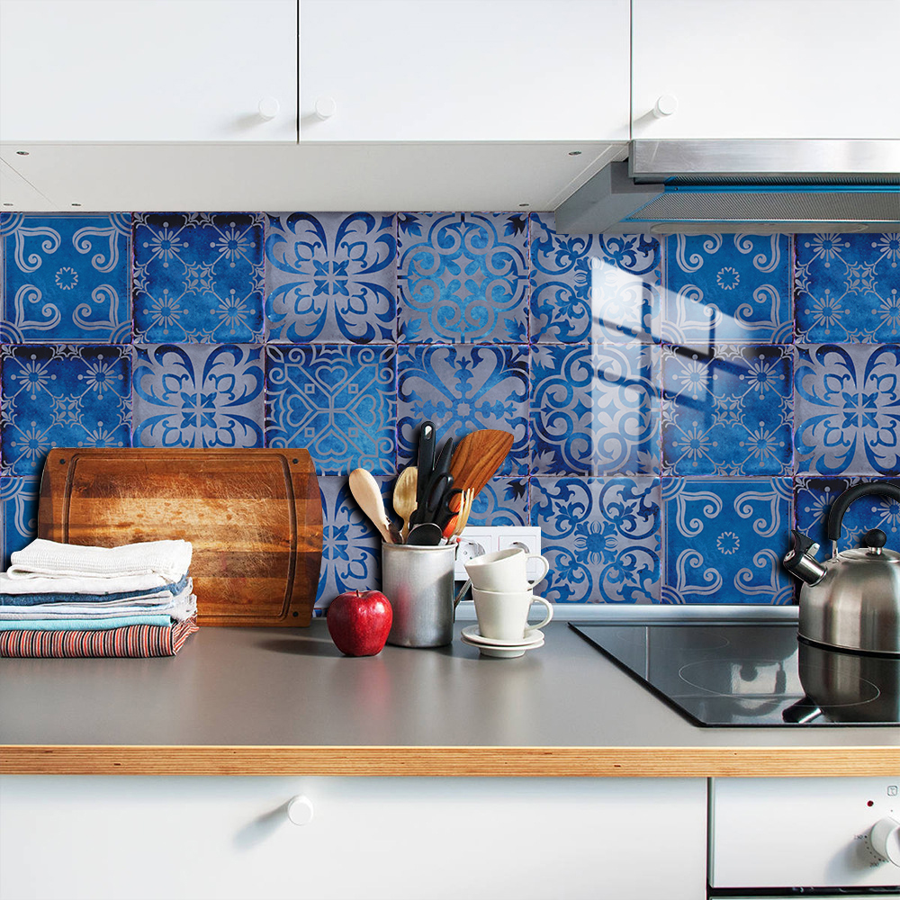 10pcs/set Dream Blue Tile Stic - Home Bathroom Floor Tiles ulasan dan harga