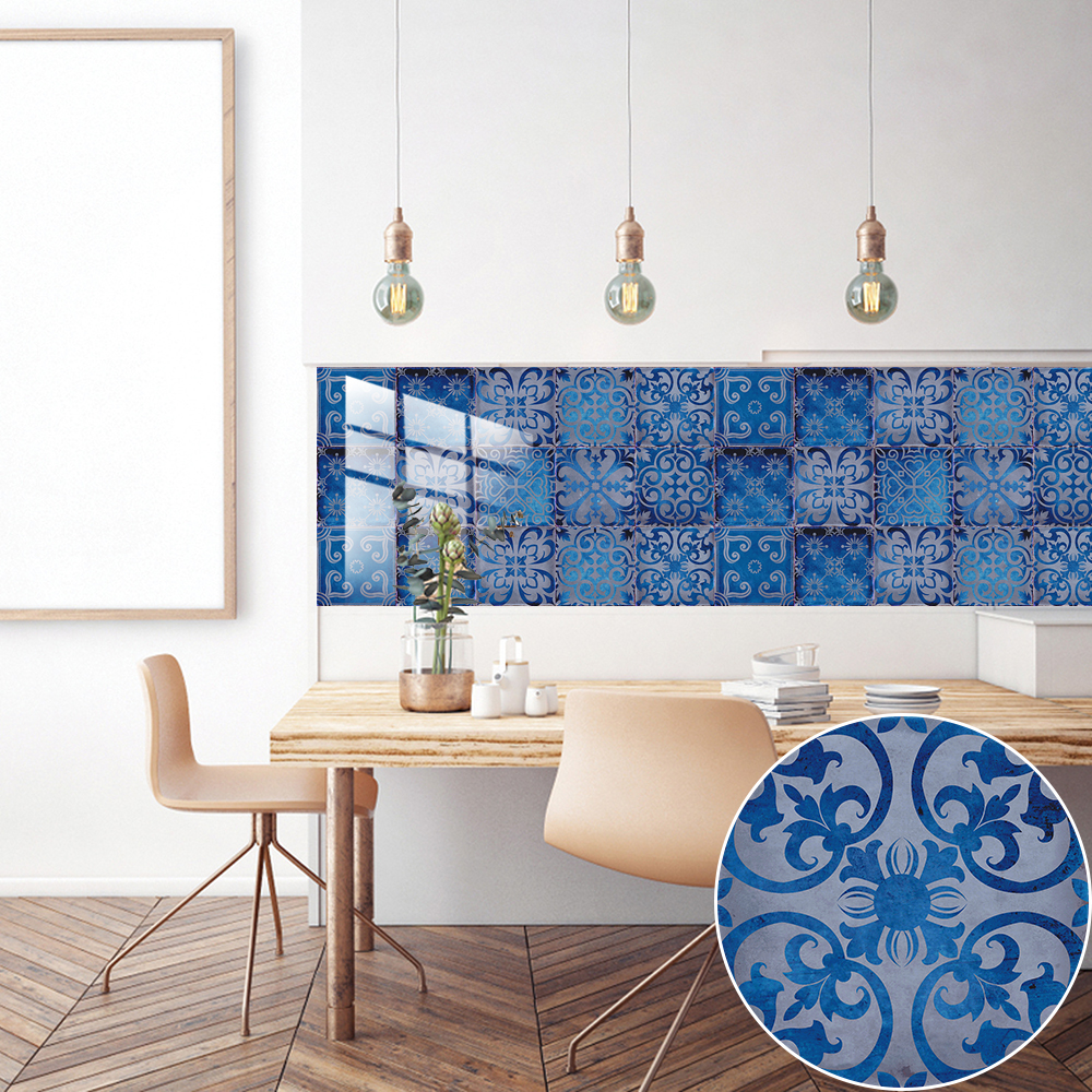 10pcs/set Dream Blue Tile Stic - Home Bathroom Floor Tiles ulasan dan harga