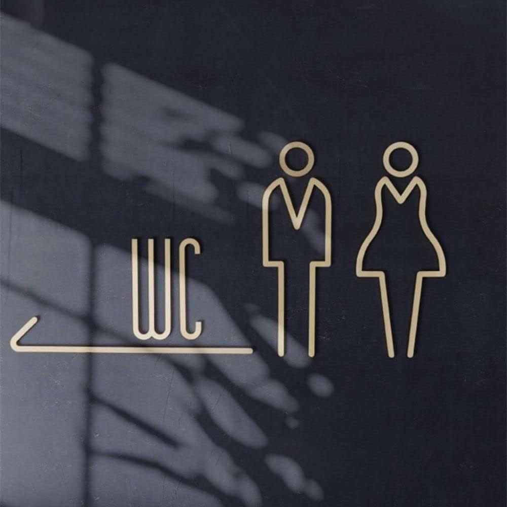 Self Adhesive Brass WC Sign Re - Home Bathroom Door Signs ulasan dan harga