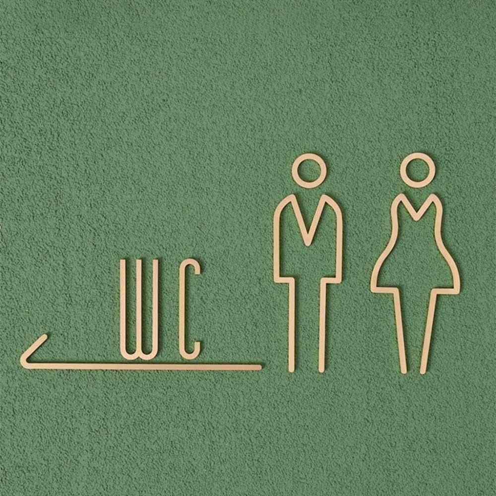 Self Adhesive Brass WC Sign Re - Home Bathroom Door Signs ulasan dan harga