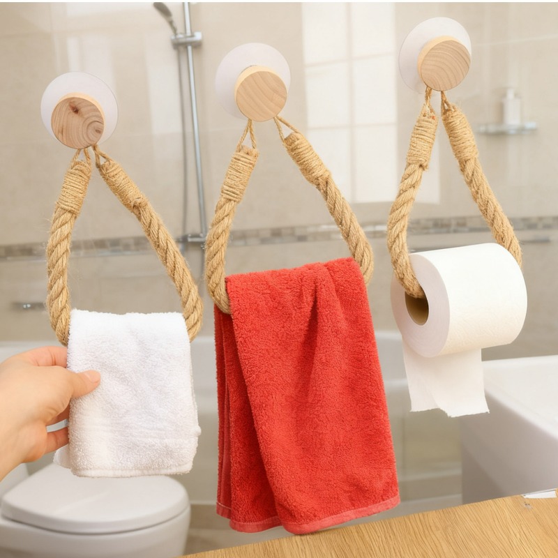 4/1pcs Nail-free Wooden Hook P - Home Bathroom Paper Towels ulasan dan harga