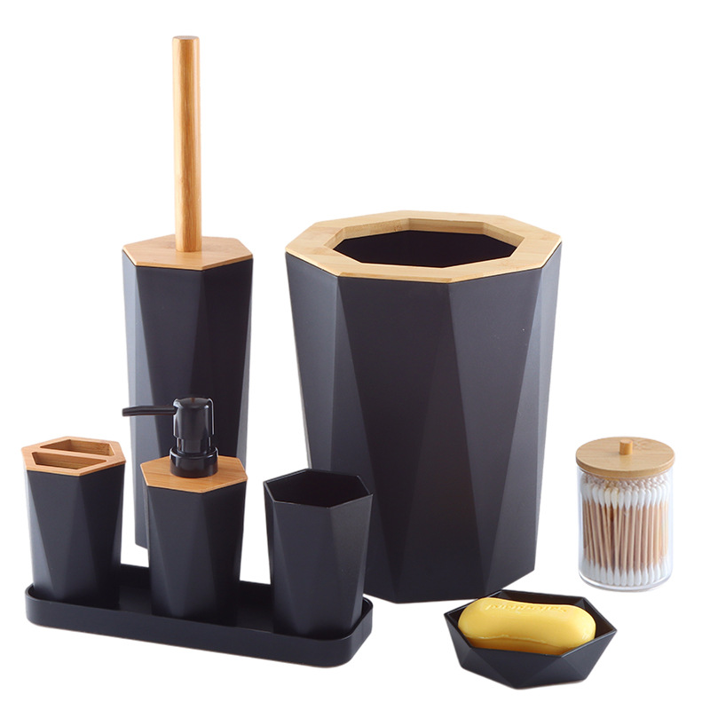 Hexagonal Plastic Bamboo Wood  - Zara Home Bathroom Set ulasan dan harga