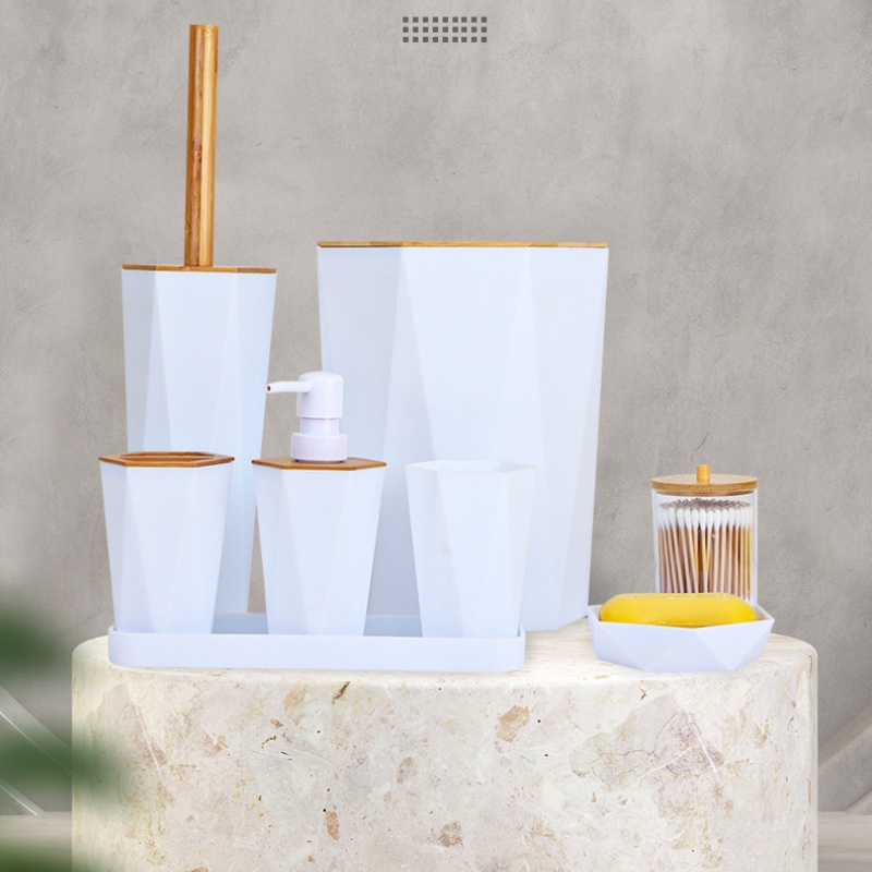 Hexagonal Plastic Bamboo Wood  - Zara Home Bathroom Set ulasan dan harga
