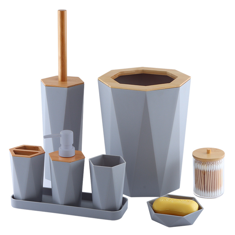 Hexagonal Plastic Bamboo Wood  - Zara Home Bathroom Set ulasan dan harga